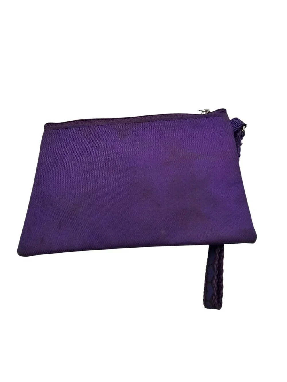 Graphics and More Care Bears purple canvas cosmetic pouch with a wrist strap
